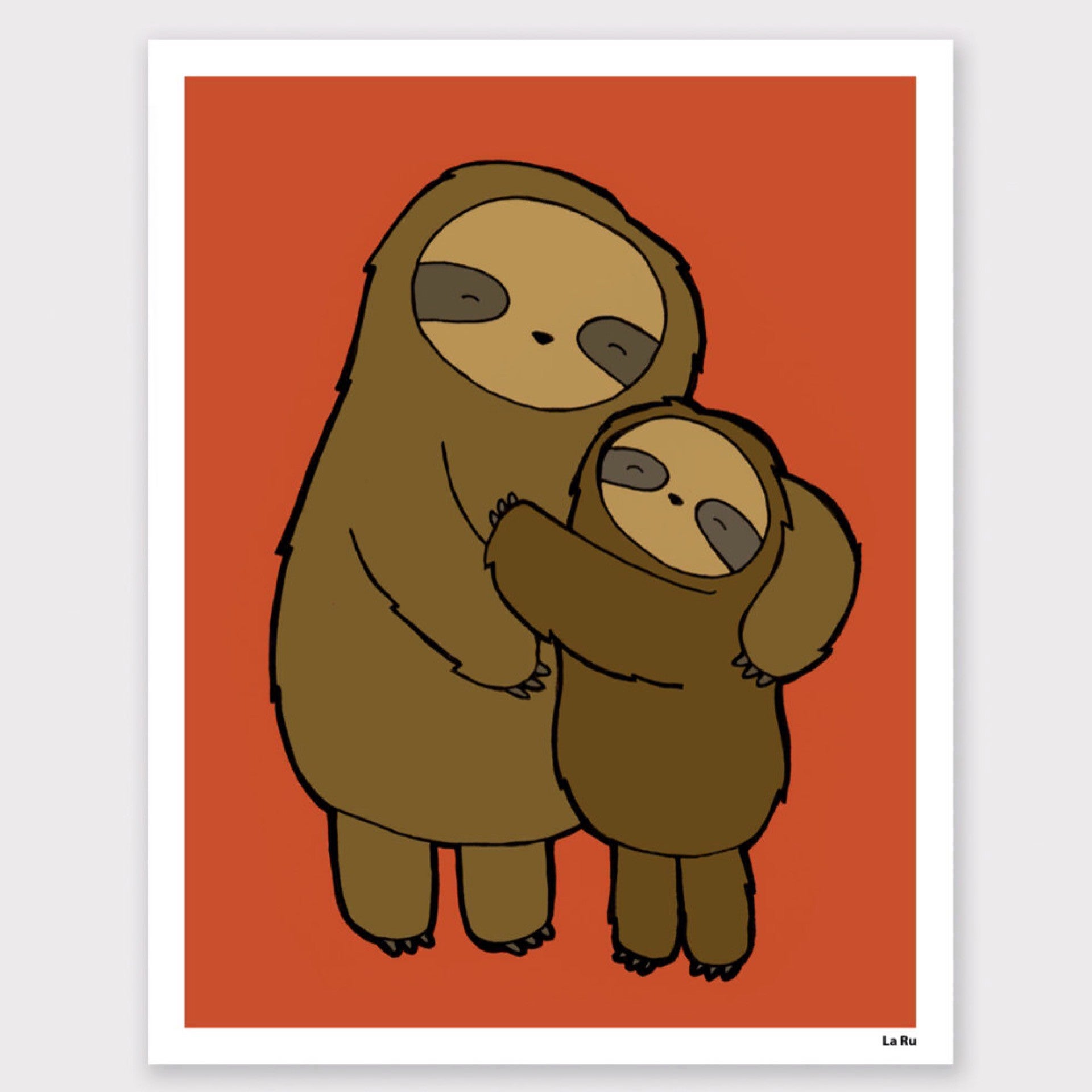 sloths hugging